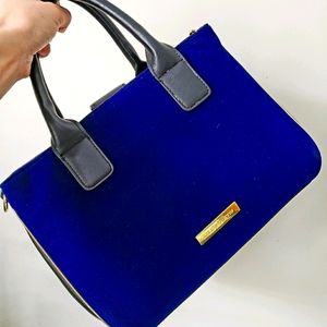 Vintage 90s LIZ CLAIBORNE Blue Flocked Handbag